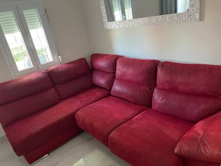 Sofá Seccional Rojo Suede
