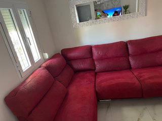 Sofá Seccional Rojo Suede