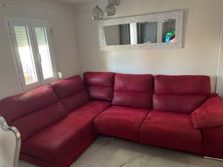 Sofá Seccional Rojo Suede