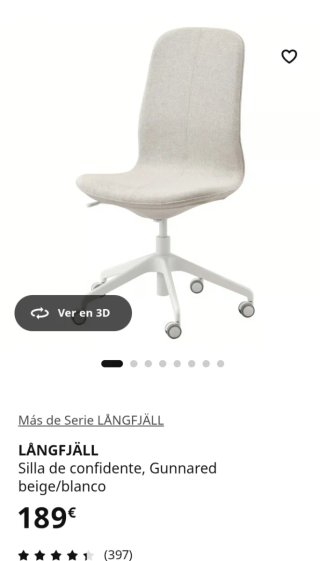 Silla escritorio LANGFJALL Ikea gris- verde