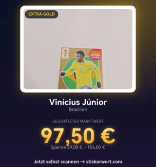 Cromo Vinicius Jr. Extra Sticker Oro Panini