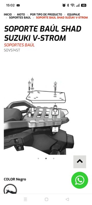 Soporte Baúl Shad Negro Suzuki v strom