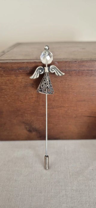 Broche Ángel Bisutería Plata y Cristal