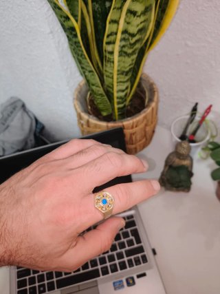 Anillo Oro 18k Zafiro y Diamantes 10gramos