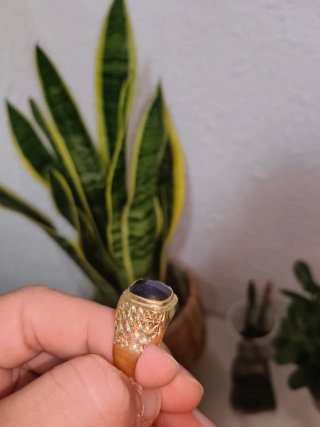 Anillo Oro 18k con Zafiro Azul Tipo Cóctel 6.40gr