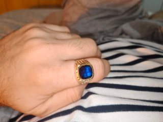 Anillo Oro 18k con Zafiro Azul Tipo Cóctel 6.40gr