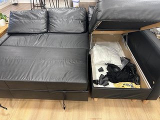Sofá Chaiselongue Polipiel Negro Ikea