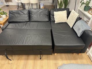 Sofá Chaiselongue Polipiel Negro Ikea