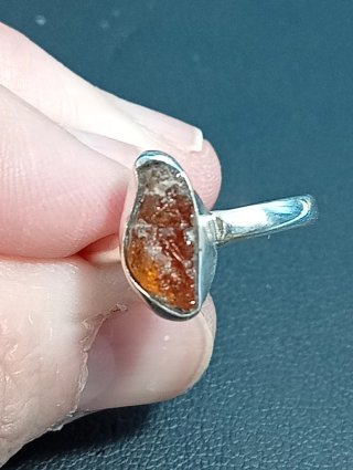 Anillo Plata Ley cuarzo ahumado en bruto