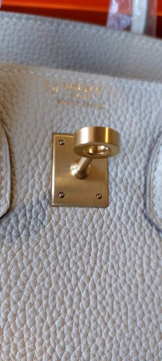 Borsa Hermes Pelle Grain Oro Bianco panna