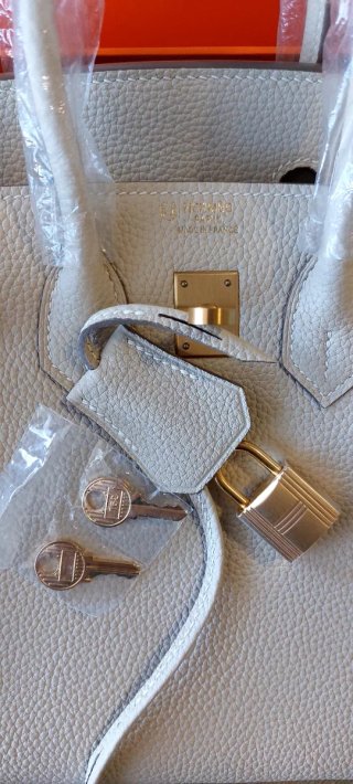 Borsa Hermes Pelle Grain Oro Bianco panna