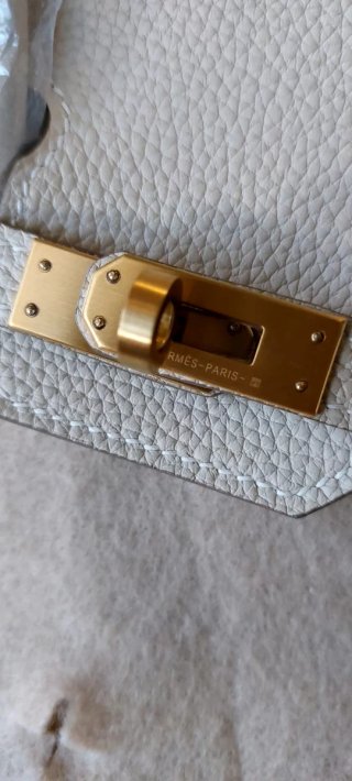 Borsa Hermes Pelle Grain Oro Bianco panna