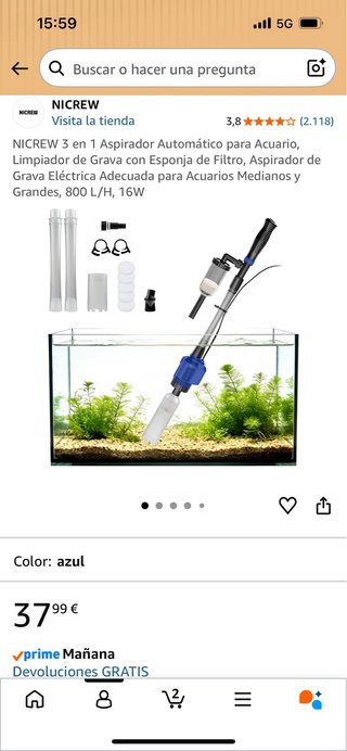 Acuario con todos los accesorios y filtro externo.