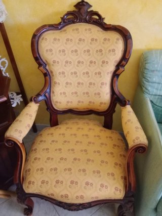 Coppia Poltrone Luigi XVI Tessuto e Legno