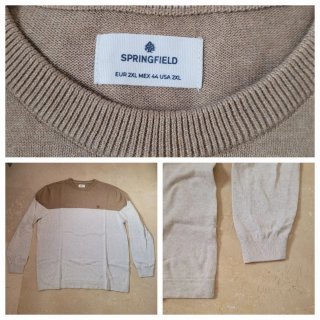 Jersey Springfield cuello redondo beige/blanco XXL