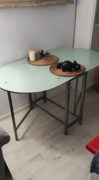 Mesa comedor extensible cristal y metal