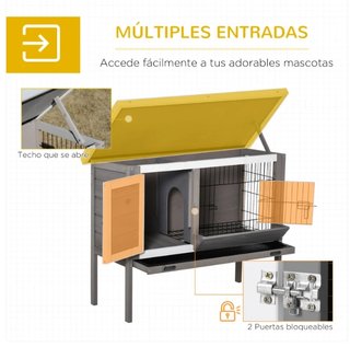 Conejera Madera Exterior Jaula Elevada