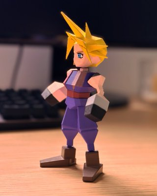 Figura Cloud Strife - Final Fantasy VII - Low poly