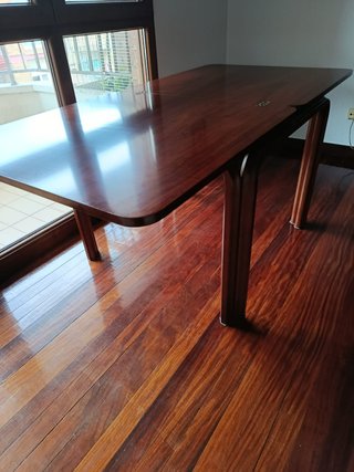Mesa comedor extensible cerezo cuadrada