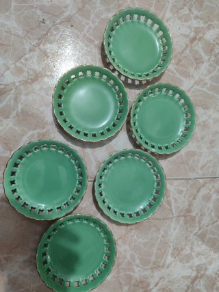 6 Platitos de cerámica verde 12cm