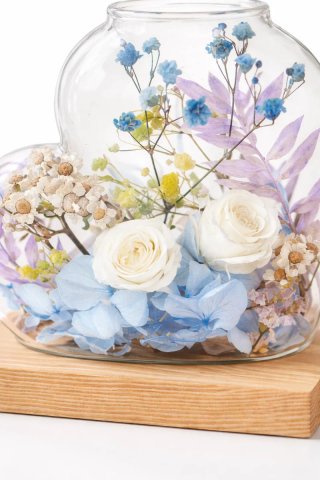 Corazón Cristal Flores Preservadas Premium