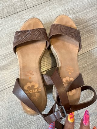 Cuñas esparto piel marrón