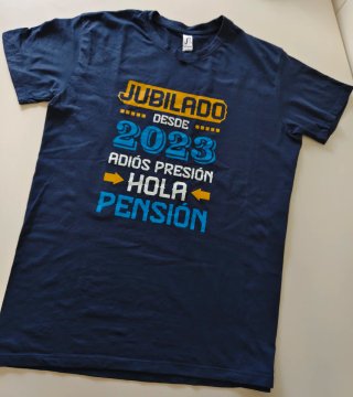 Camiseta azul nueva jubilado 2023 talla L, algodón