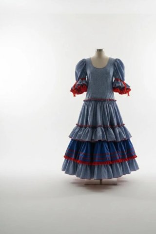 Vestido Flamenca Niña Azul y Rojo