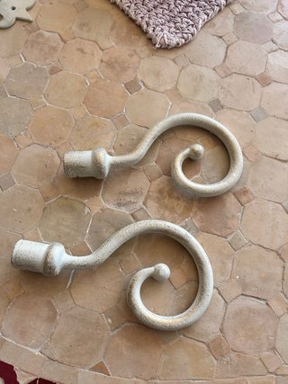 Barra cortina vintage con soportes y anillas