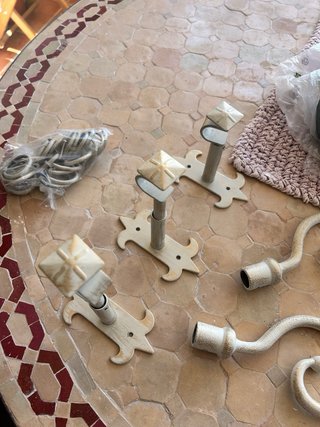 Barra cortina vintage con soportes y anillas