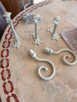 Barra cortina vintage con soportes y anillas