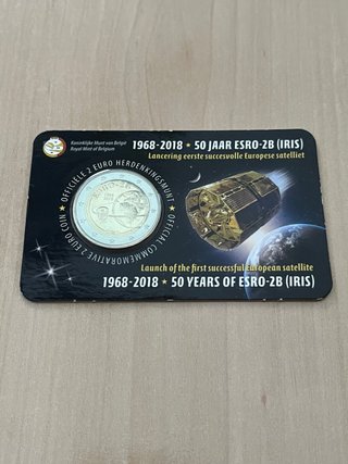 Moneda 2€ Coincard ESRO-2B (IRIS) Bélgica 1968-201