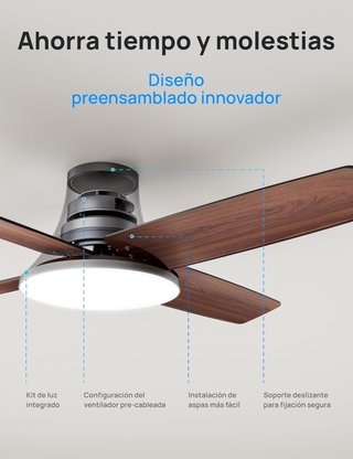 Ventilador Techo Dreo LED 44” Silencioso Negro