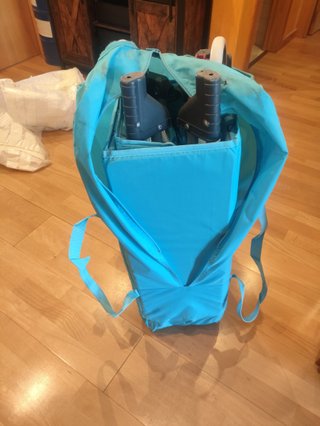 Cuna de viaje azul
