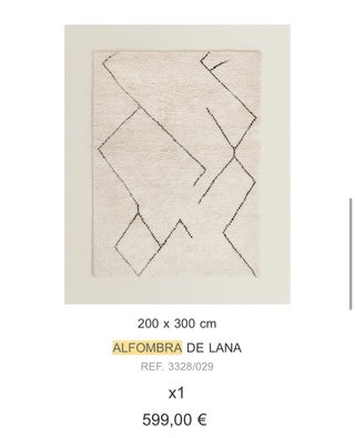 Alfombra Lana Zara Home Beige/Negro 200x300