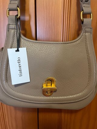 Bolso bandolera Tintoretto marrón con etiqueta