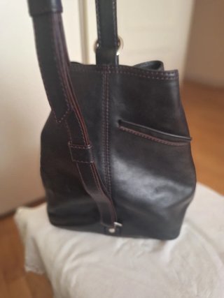 Bolso Mochila Negro Cuero MH