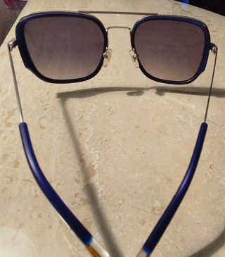 Occhiali da sole uomo blu e oro opaco
