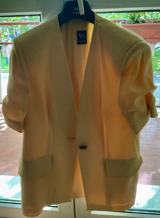 Tailleur gonna giallo bottone gioiello vintage