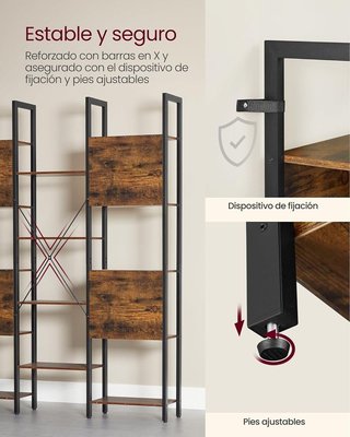 VASAGLE Librería Industrial 14 Estantes 128×166 cm