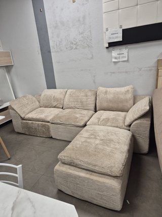 SOFA MODULAR 3 PLAZAS PUFF DISEÑO SALON BEIGE TIMY