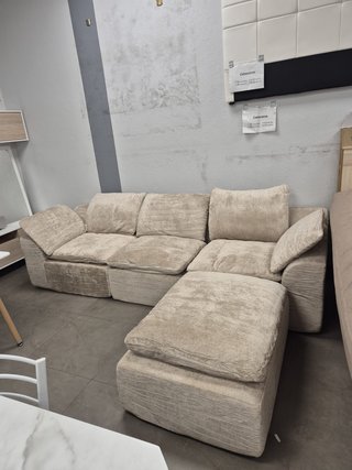 SOFA MODULAR 3 PLAZAS PUFF DISEÑO SALON BEIGE TIMY