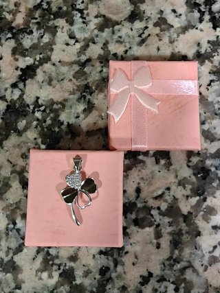 Conjunto Plata Colgante y Pendientes Trébol