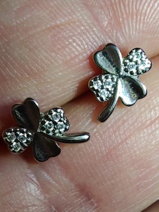 Conjunto Plata Colgante y Pendientes Trébol