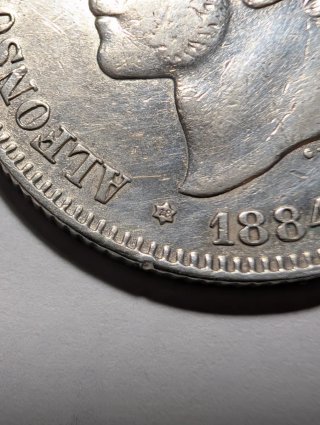 Moneda 2 Pesetas Alfonso XII 1884 *18-84