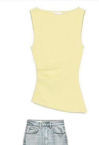 Camiseta asimétrica amarilla.