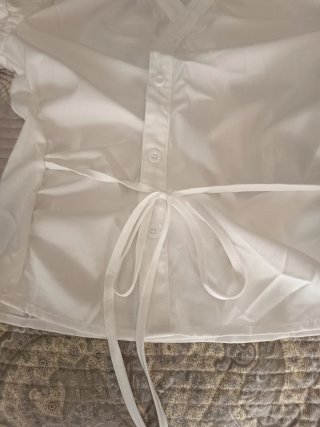 Camisa blanca manga corta mujer