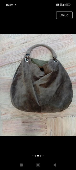 Borsa Hobo Vera Pelle Scamosciata Marrone