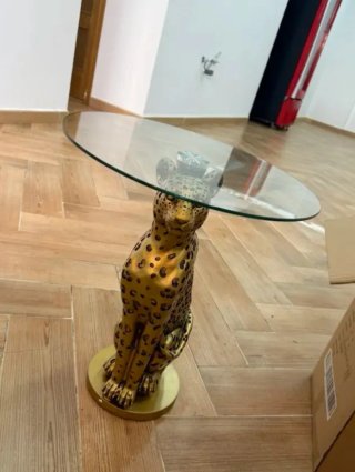 Mesa auxiliar guepardo dorada cristal