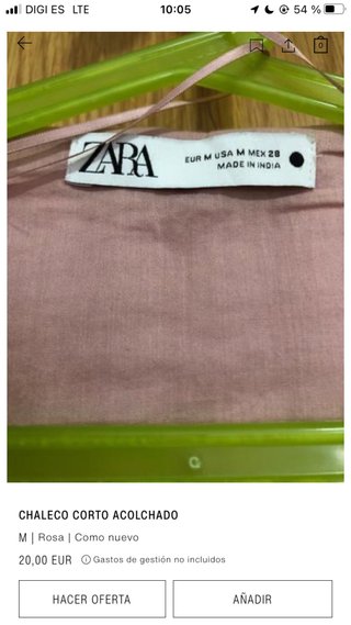 Chaleco corto acolchado Zara